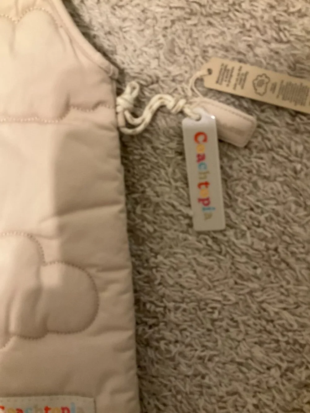 COACH coachtopia loop flat tote with cloud quilting. color: cloud cloud. Co668.